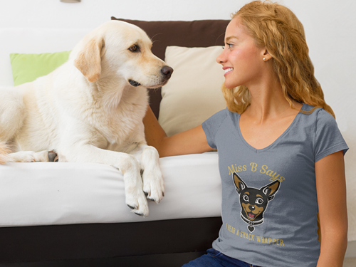 Miss B Says: I Hear a Snack Wrapper – Woman's V-Neck