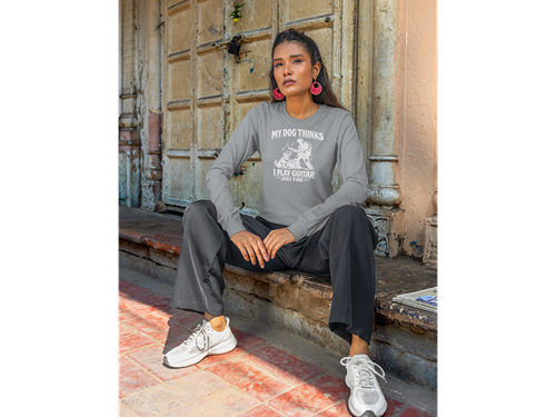 My Dog Thinks I Play Guitar Just Fine – Long Sleeve Tee