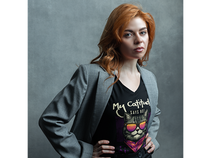 My Catitude Says No! Women’s V-Neck