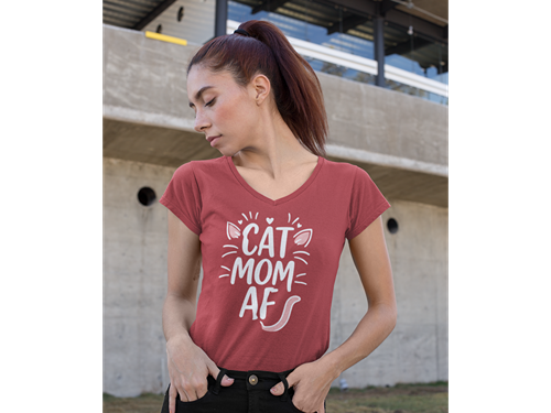Cat Mom AF Women’s V-Neck