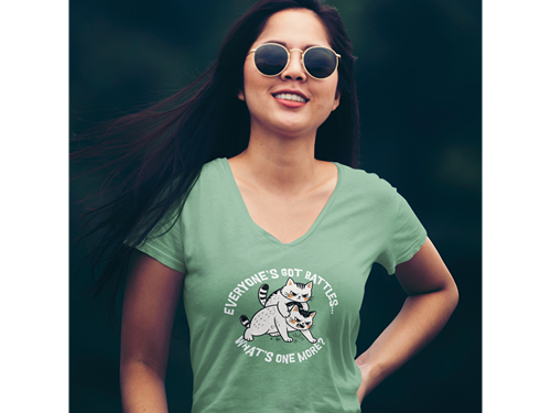 Cat Fight  Woman's V-Neck Tee