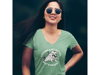 Cat Fight  Woman's V-Neck Tee