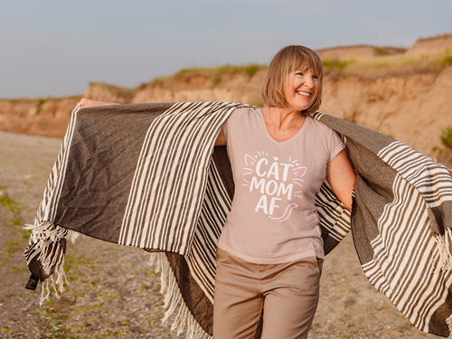 Cat Mom AF Women’s V-Neck