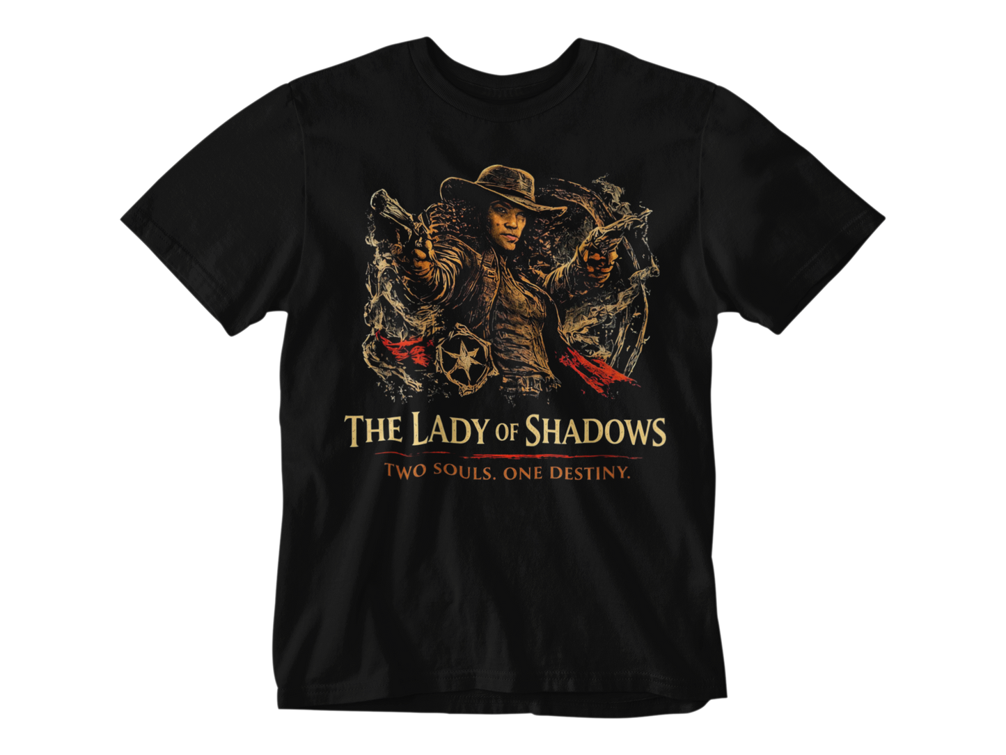 The Lady of Shadows Tee – Dark Western Duality Graphic T-Shirt