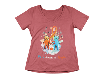 Music Connects People – Colorful Music Lover Woman's V-Neck