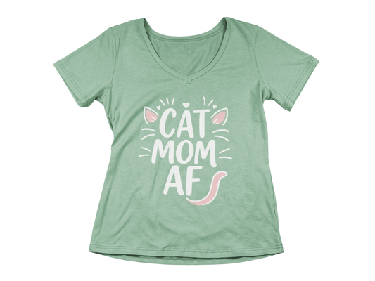 Cat Mom AF Women’s V-Neck