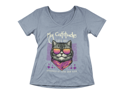 My Catitude Says No! Women’s V-Neck