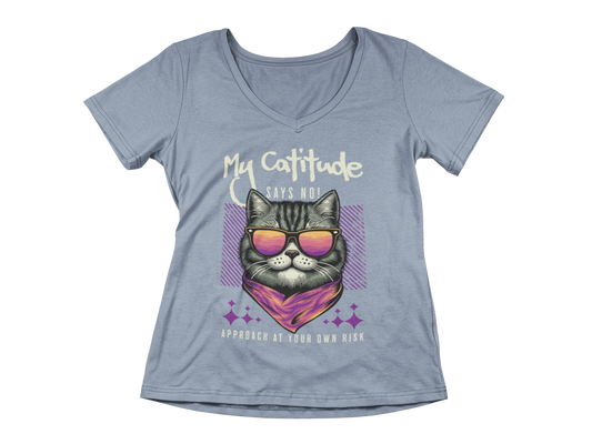 My Catitude Says No! Women’s V-Neck