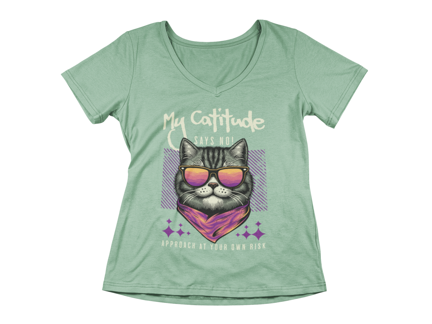 My Catitude Says No! Women’s V-Neck