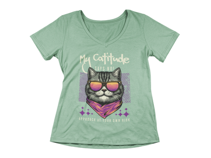 My Catitude Says No! Women’s V-Neck