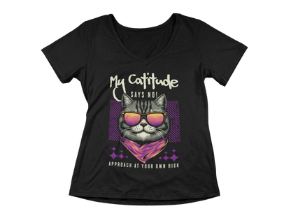 My Catitude Says No! Women’s V-Neck