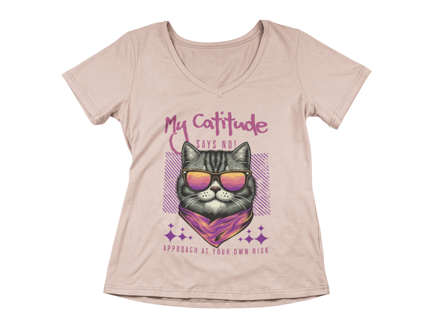 My Catitude Says No! Women’s V-Neck