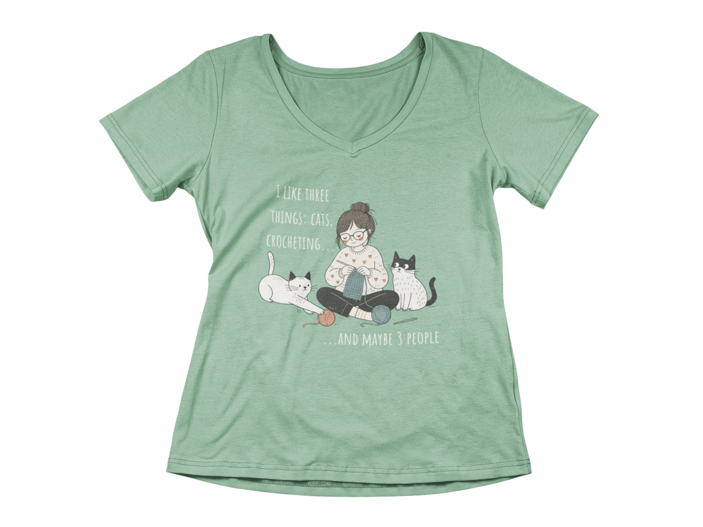 Cats and Crochet Woman's V-Neck Tee