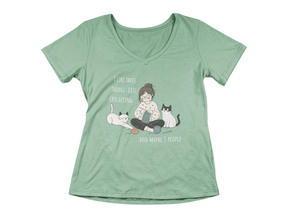 Cats and Crochet Woman's V-Neck Tee