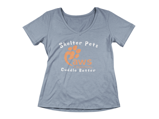 Paws 4 Survival - Woman's V-Neck - Shelter Pets Cuddle Better