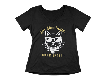 Mr. Moe Says - Turn It Up To 11! Women's V-Neck