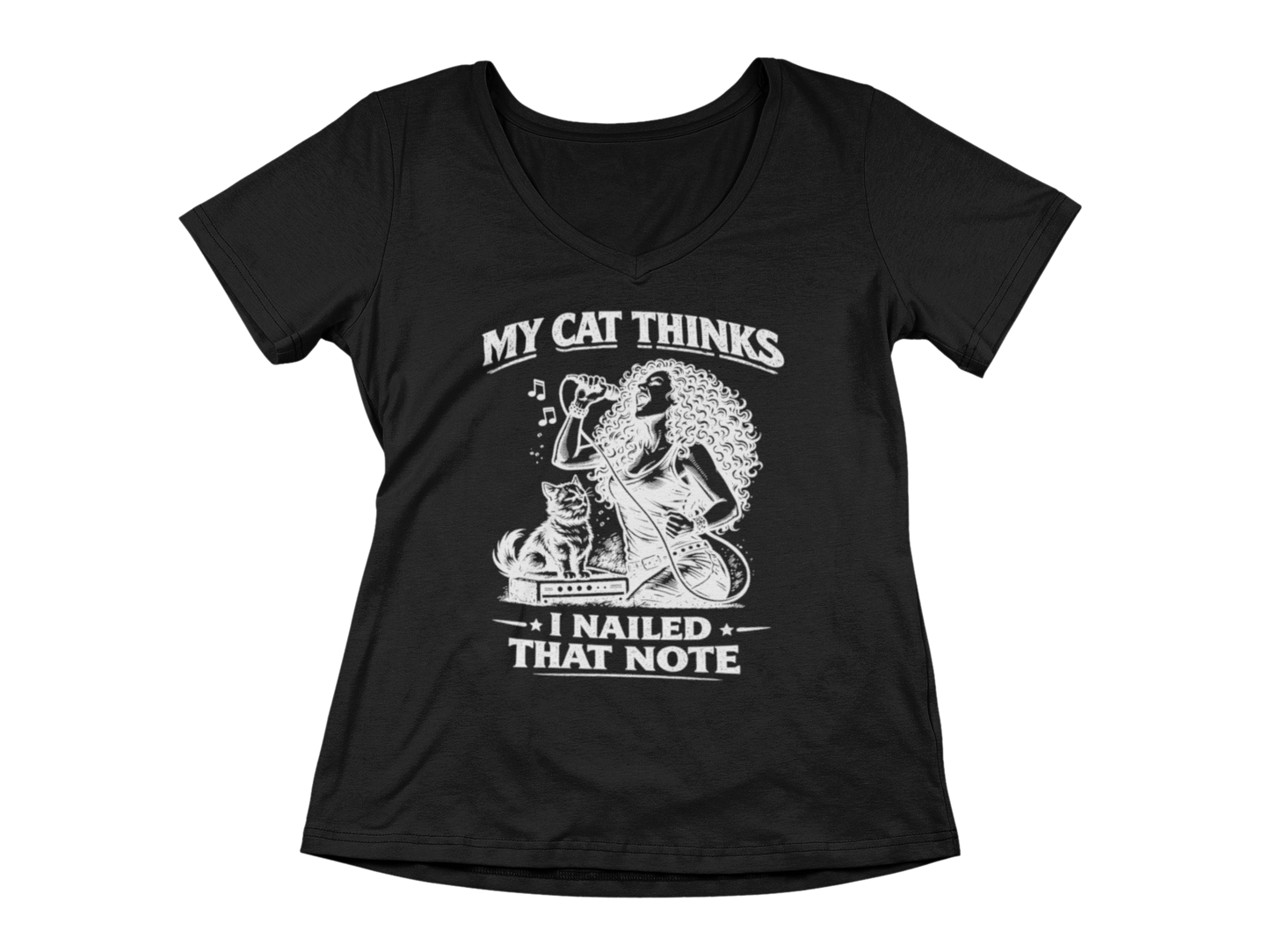 My Cat Thinks I Nailed That Note – Woman's V-Neck