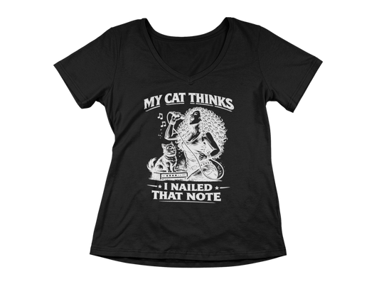 My Cat Thinks I Nailed That Note – Woman's V-Neck