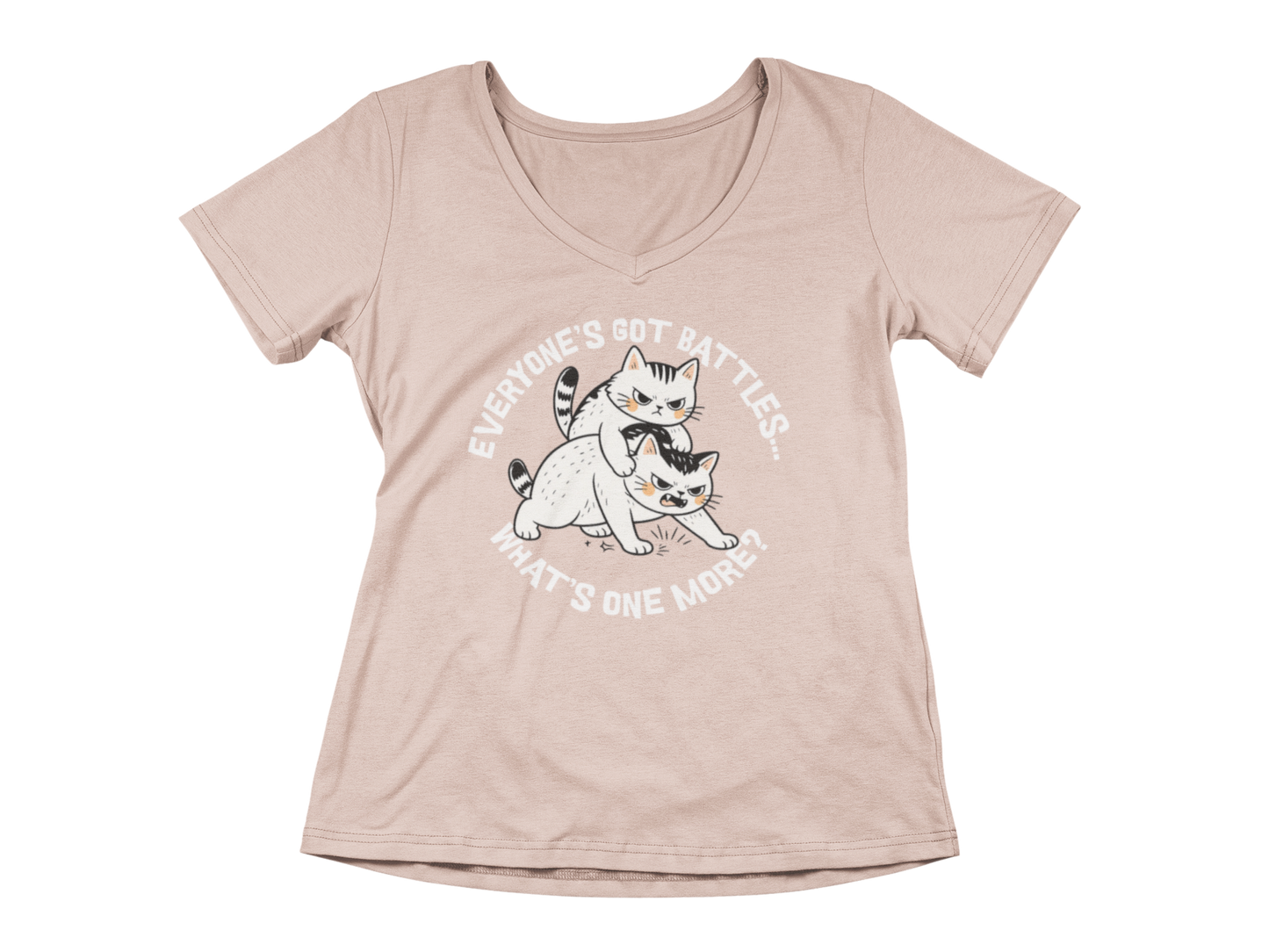 Cat Fight  Woman's V-Neck Tee