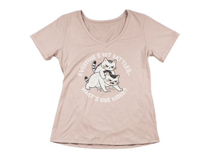 Cat Fight  Woman's V-Neck Tee