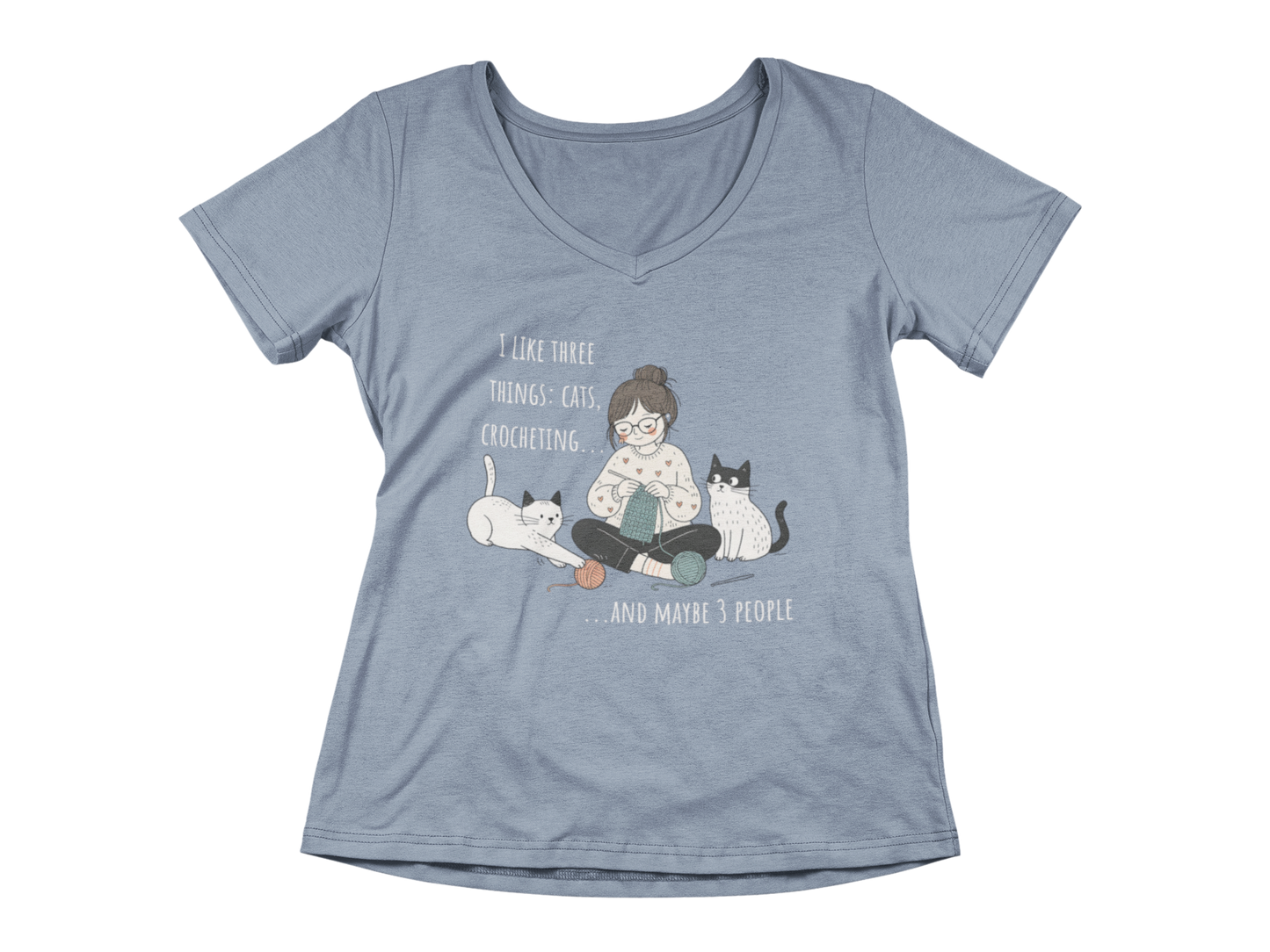 Cats and Crochet Woman's V-Neck Tee