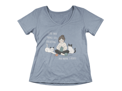 Cats and Crochet Woman's V-Neck Tee