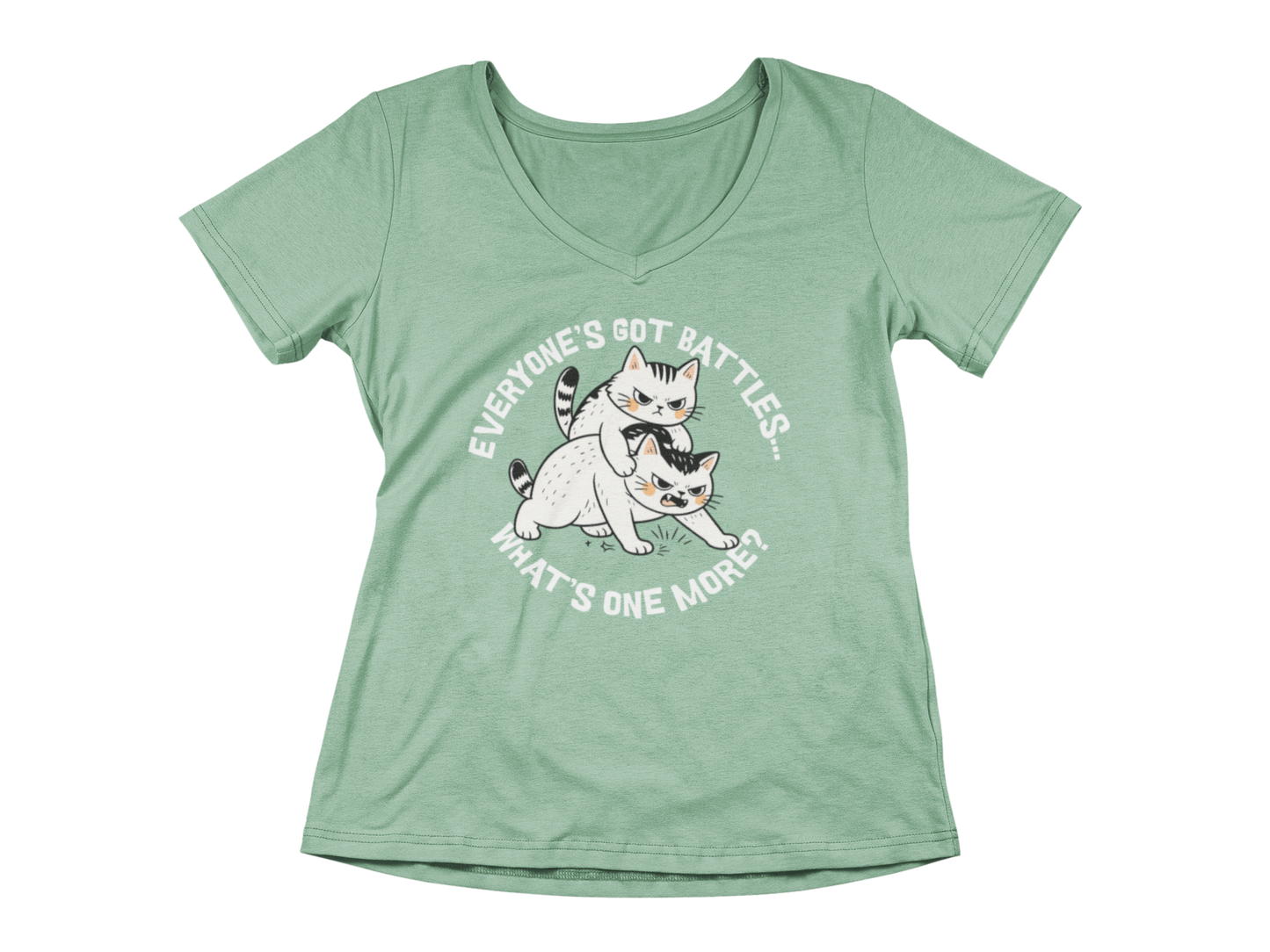 Cat Fight  Woman's V-Neck Tee