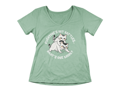 Cat Fight  Woman's V-Neck Tee