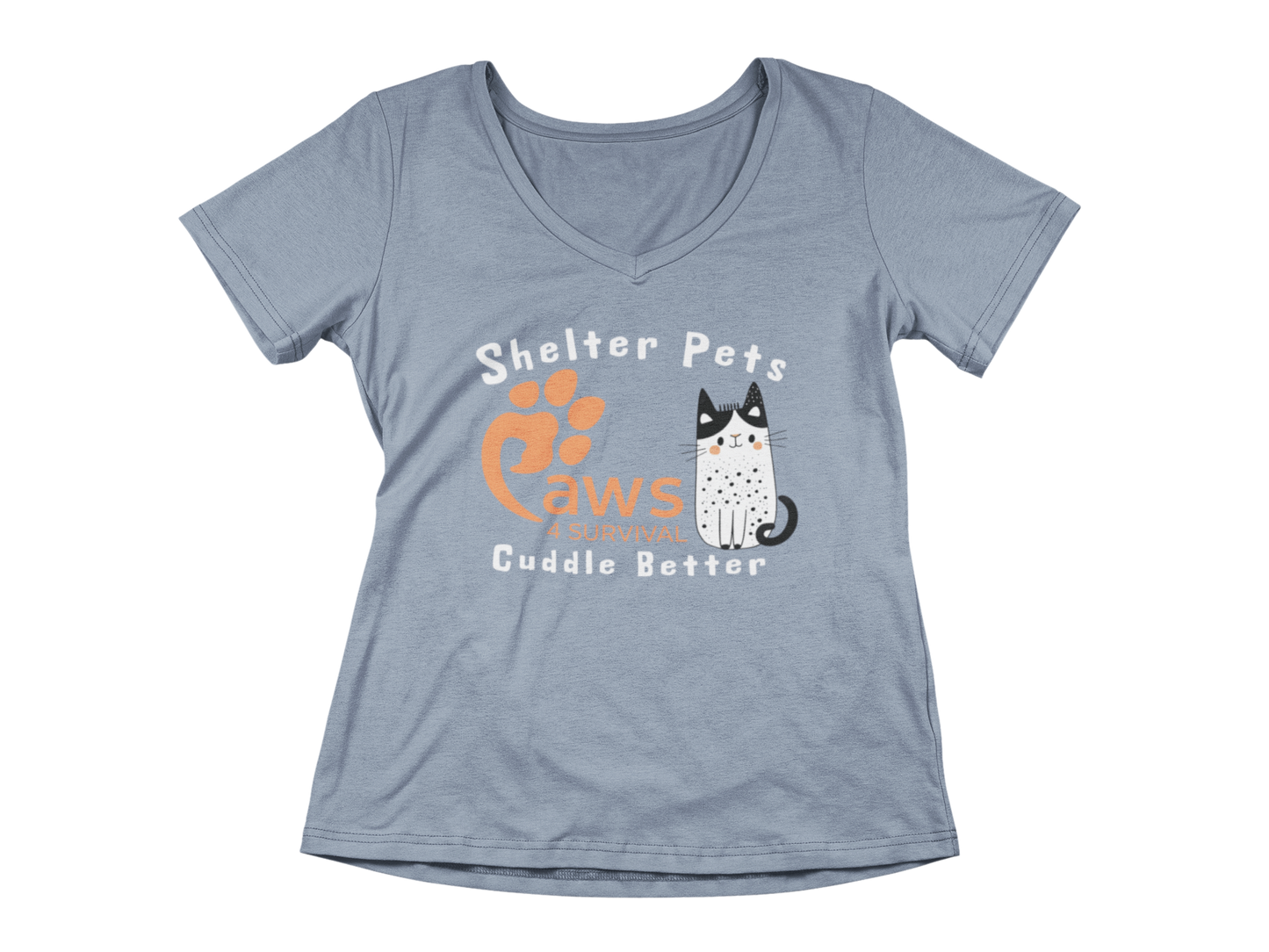 Paws 4 Survival - Woman's V-Neck - Shelter Pets Cuddle Better - Cat