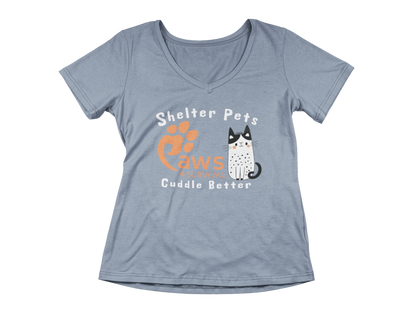 Paws 4 Survival - Woman's V-Neck - Shelter Pets Cuddle Better - Cat