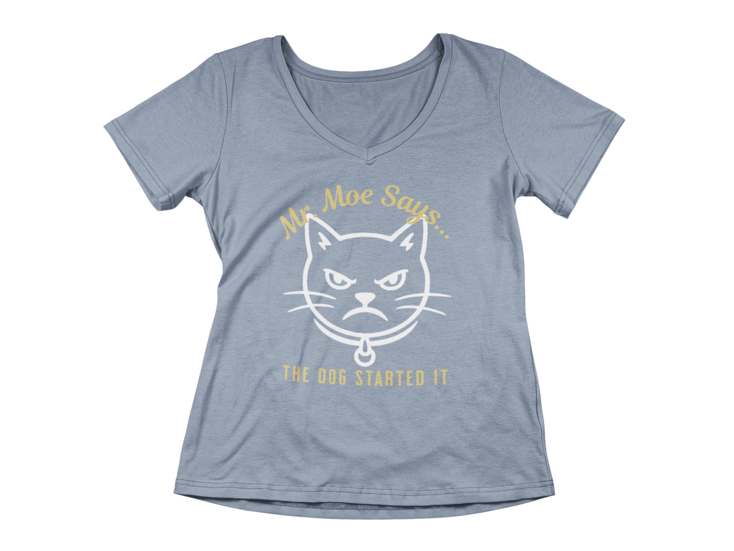 Mr. Moe Says - The Dog Started It Woman's V-Neck Tee