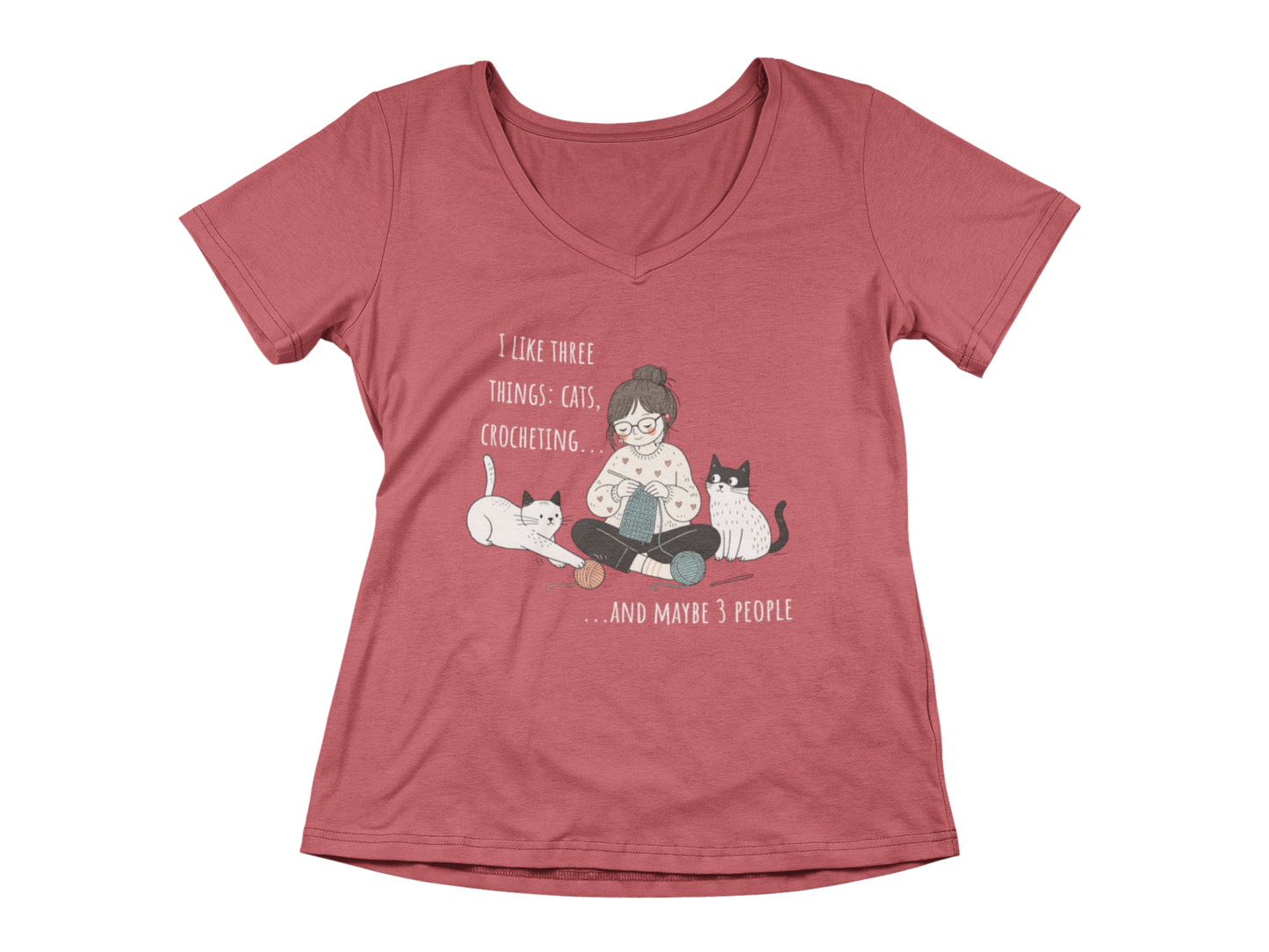Cats and Crochet Woman's V-Neck Tee