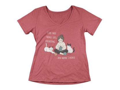 Cats and Crochet Woman's V-Neck Tee