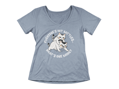 Cat Fight  Woman's V-Neck Tee
