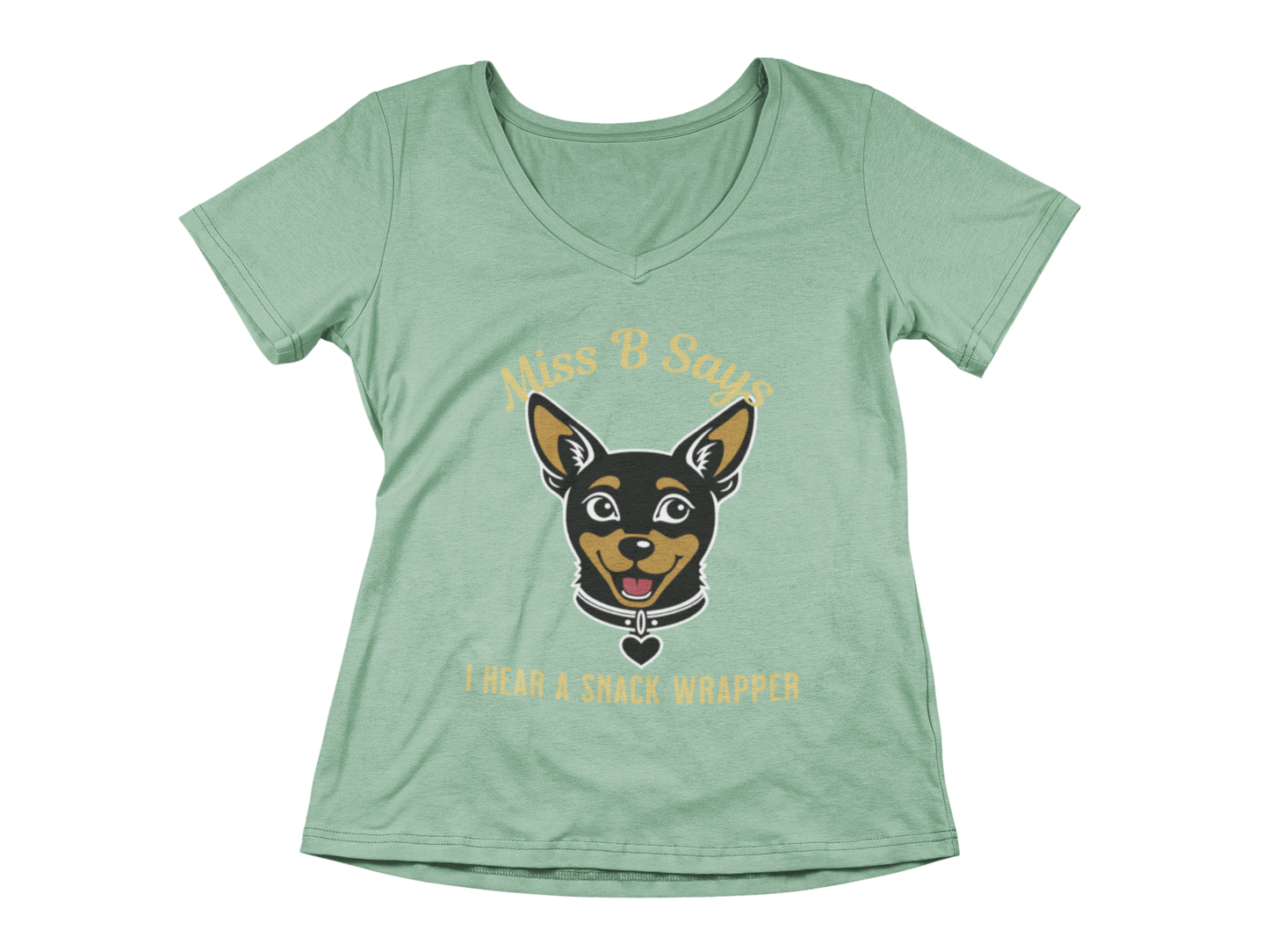 Miss B Says: I Hear a Snack Wrapper – Woman's V-Neck