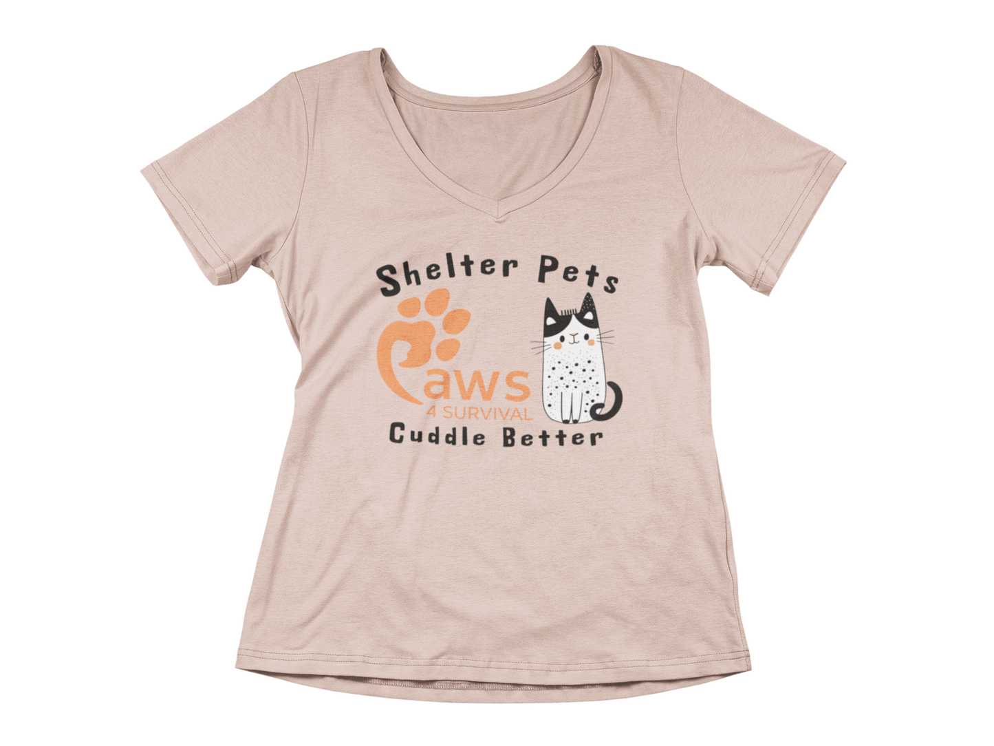 Paws 4 Survival - Woman's V-Neck - Shelter Pets Cuddle Better - Cat