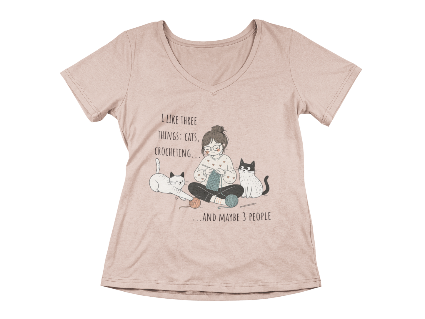 Cats and Crochet Woman's V-Neck Tee