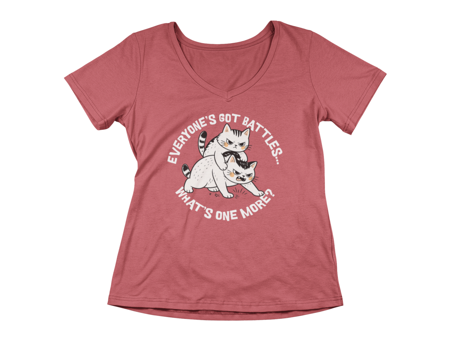 Cat Fight  Woman's V-Neck Tee