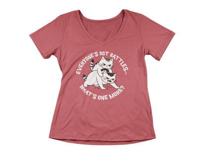 Cat Fight  Woman's V-Neck Tee
