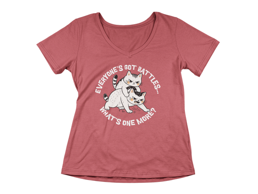 Cat Fight  Woman's V-Neck Tee
