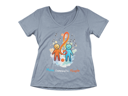 Music Connects People – Colorful Music Lover Woman's V-Neck