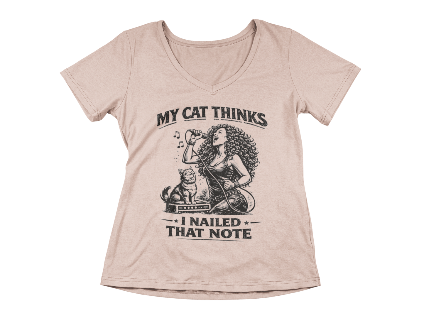 My Cat Thinks I Nailed That Note – Woman's V-Neck