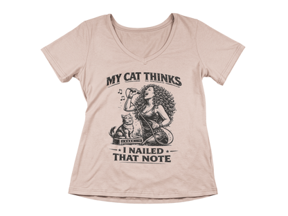 My Cat Thinks I Nailed That Note – Woman's V-Neck