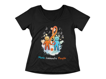 Music Connects People – Colorful Music Lover Woman's V-Neck