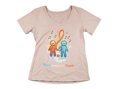 Music Connects People – Colorful Music Lover Woman's V-Neck