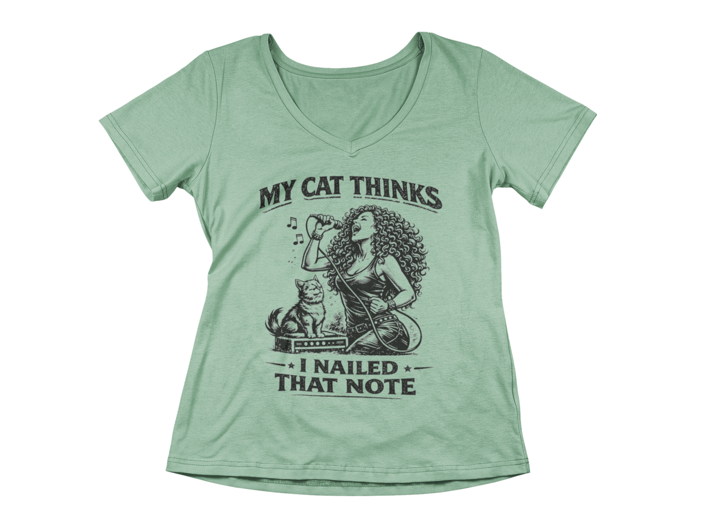 My Cat Thinks I Nailed That Note – Woman's V-Neck
