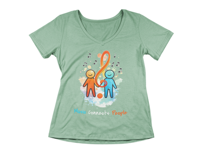 Music Connects People – Colorful Music Lover Woman's V-Neck