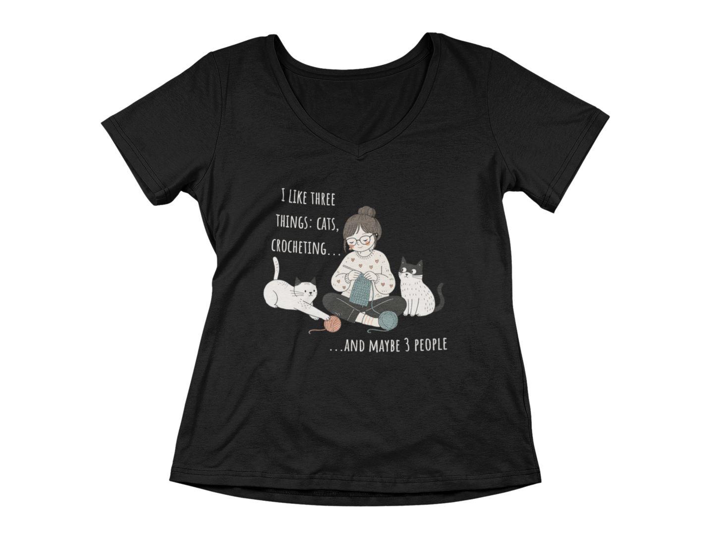 Cats and Crochet Woman's V-Neck Tee