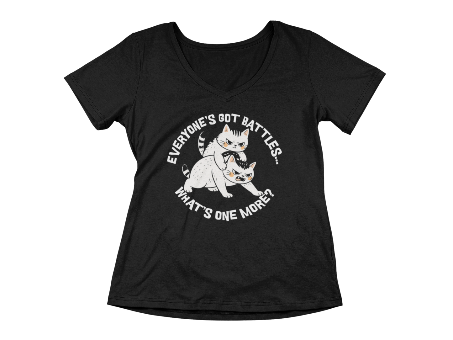Cat Fight  Woman's V-Neck Tee