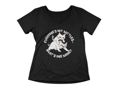 Cat Fight  Woman's V-Neck Tee